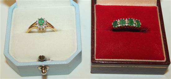 2 x 9ct gold emerald rings